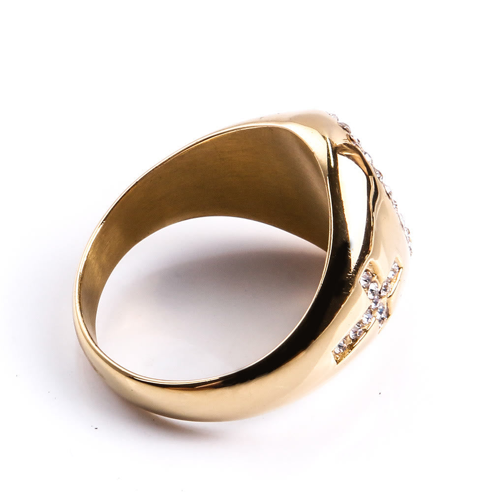 Anillo de acero inoxidable de la Virgen María con signo de la cruz, anillos católicos para joyería religiosa