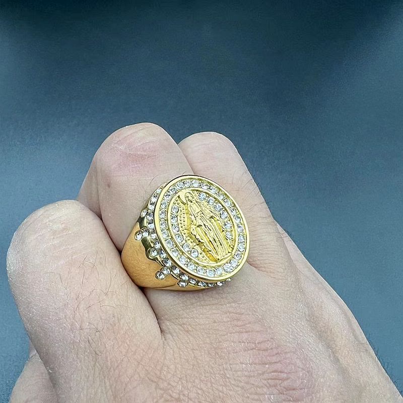 Anillo católico de acero inoxidable de la Virgen María