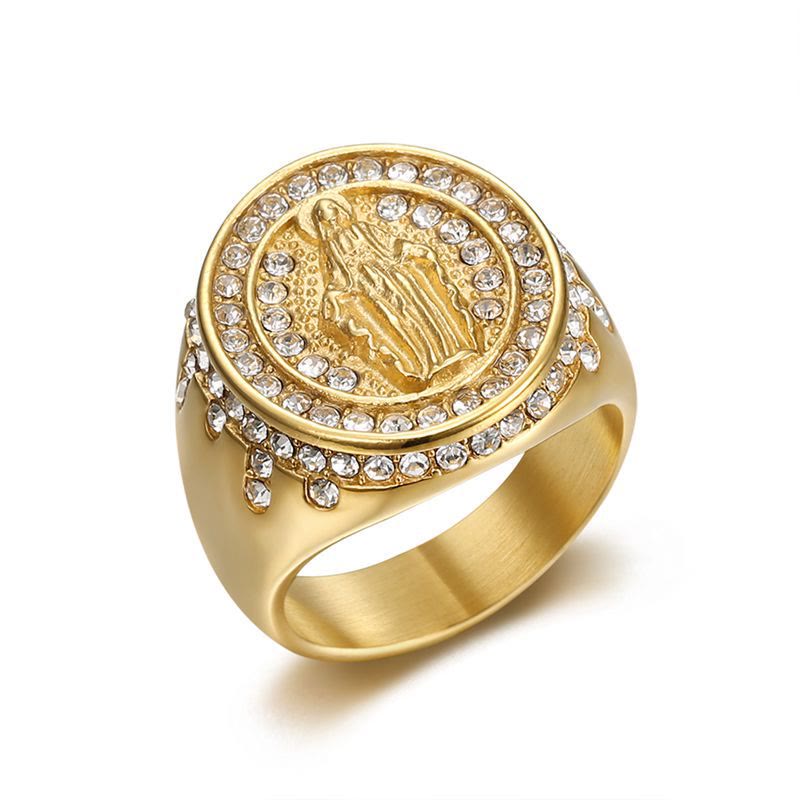 Anillo católico de acero inoxidable de la Virgen María