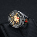 Anillo de titanio con escudo protector de armadura de caballero