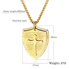 Collar con colgante de escudo cruzado del Padre Nuestro de acero inoxidable