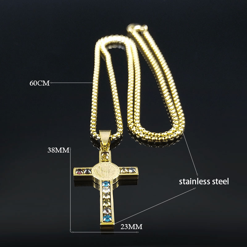 Collar de cristal con la Cruz de San Benito y mezcla de Biblia de 12 unidades