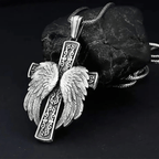Colgante de plata con cruz alada, collar cristiano