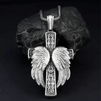 Colgante de plata con cruz alada, collar cristiano