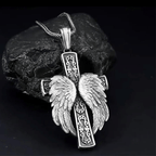 Colgante de plata con cruz alada, collar cristiano