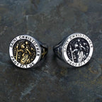 Saint Christopher Protect Us Medal Signet Ring