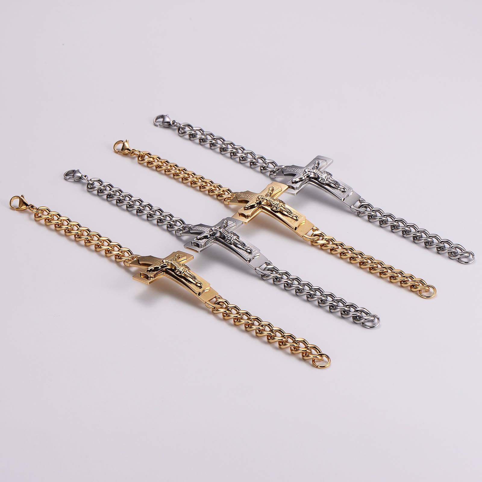 Pulsera de oración con versículo bíblico de cruz de Jesús sólida