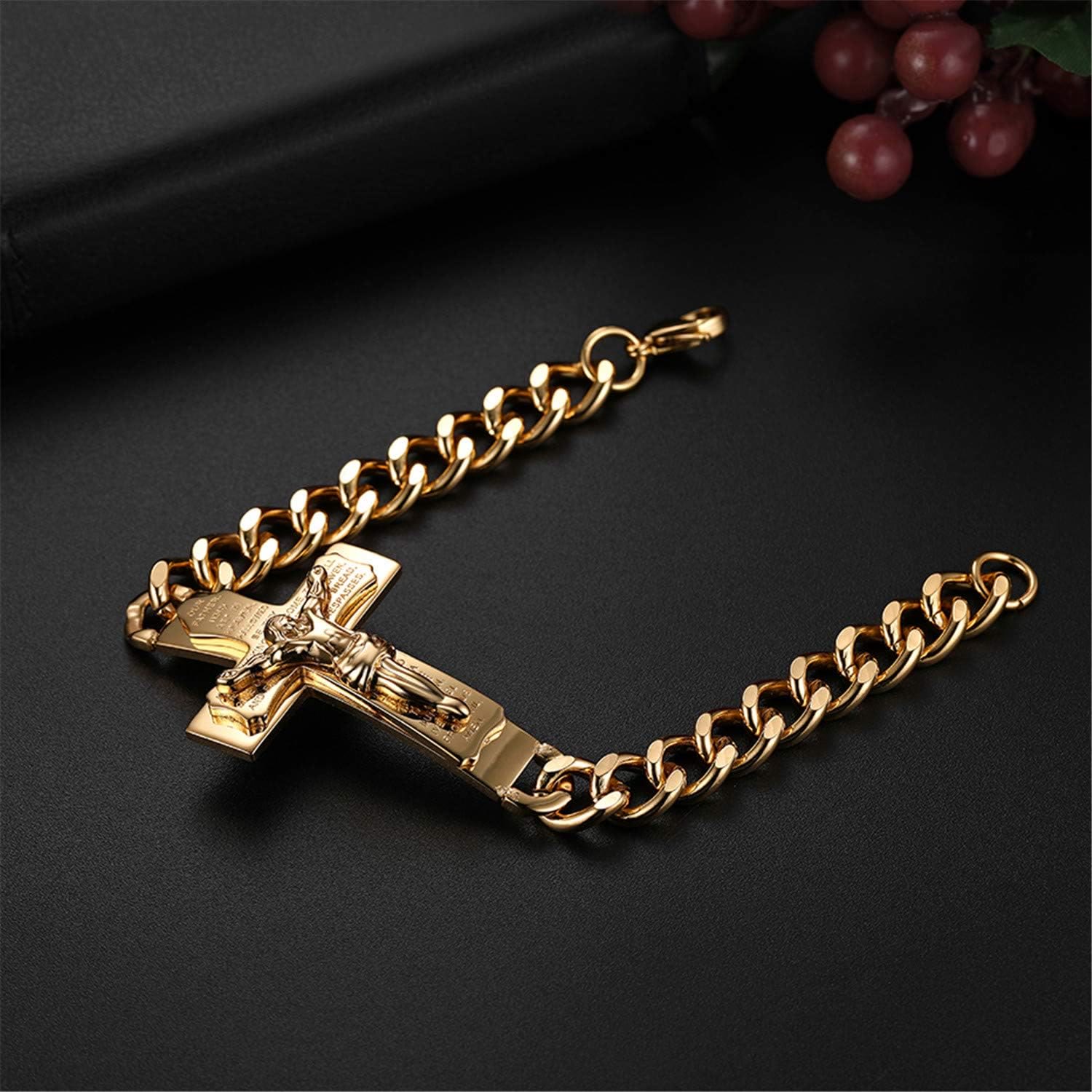 Pulsera de oración con versículo bíblico de cruz de Jesús sólida