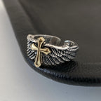 Anillo Ajustable Retro Alas Cruz Graffiti Letra