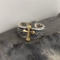 Anillo Ajustable Retro Alas Cruz Graffiti Letra