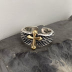 Anillo Ajustable Retro Alas Cruz Graffiti Letra