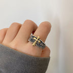 Anillo Ajustable Retro Alas Cruz Graffiti Letra