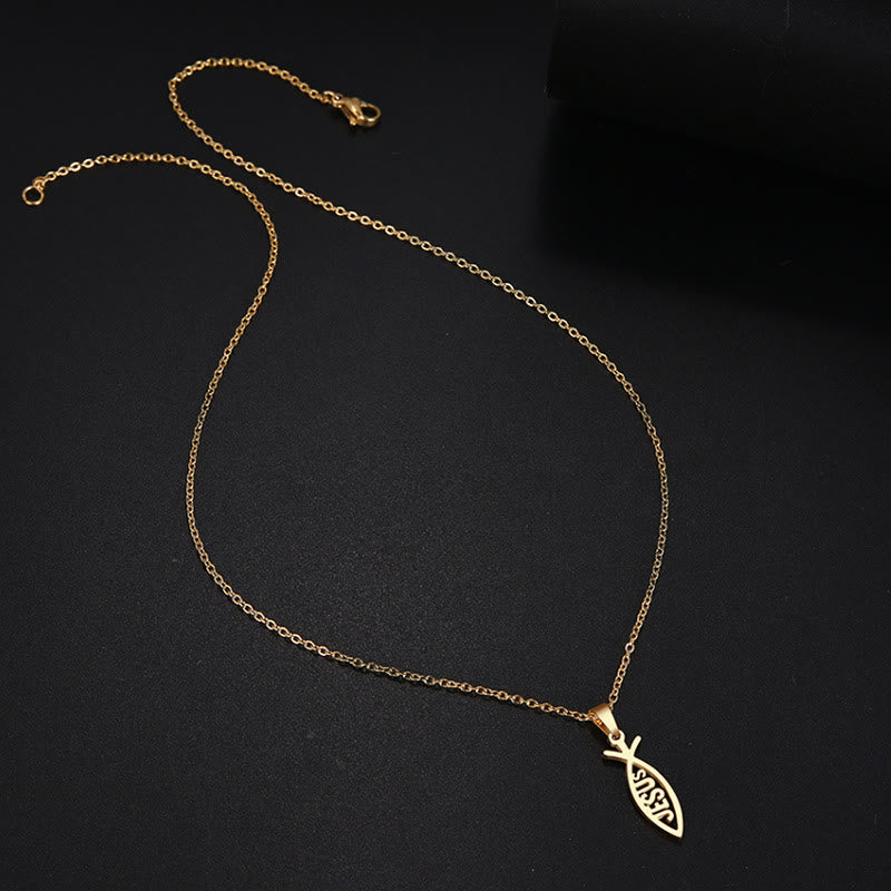 Collar con colgante de pez de Jesús