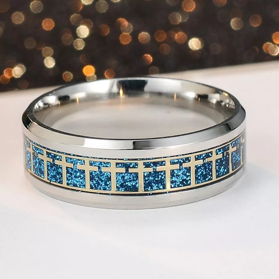 Anillo Cruz de Jesús Brillante Joyería Religiosa