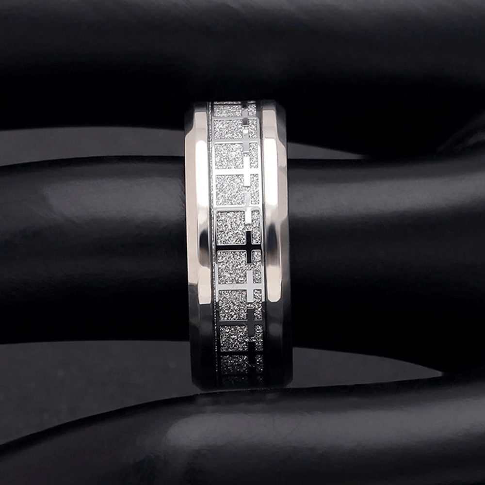Anillo Cruz de Jesús Brillante Joyería Religiosa