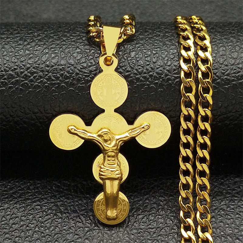 Collar con colgante de cruz de la Medalla de San Benito