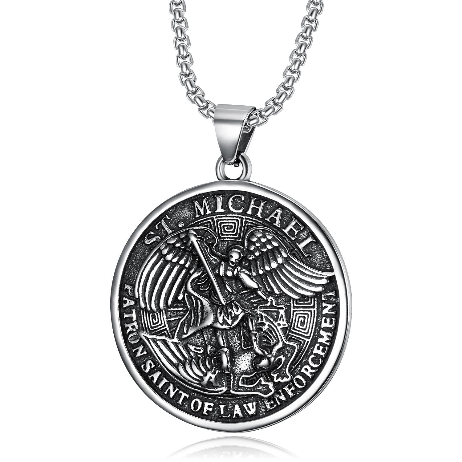Classic Saint Michael the Archangel Religion Necklace