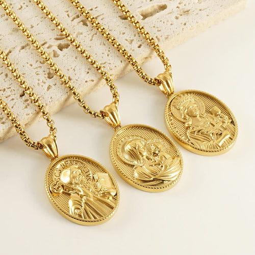 11 Collares con colgante de bendición de icono clásico estilo retro