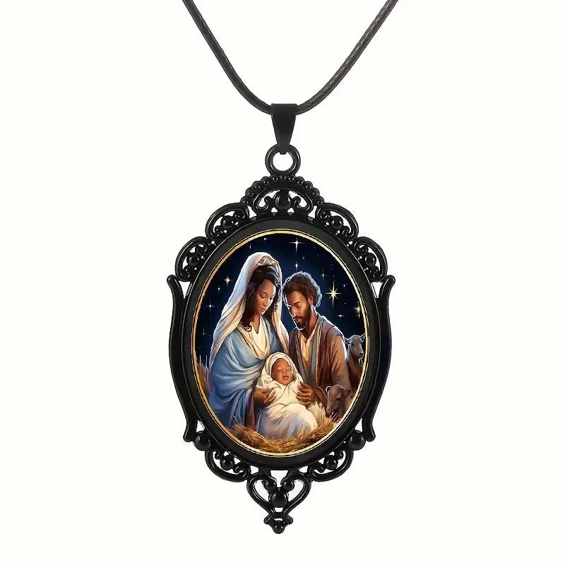 Collar de aleación de Natividad con borde vintage negro estilo gótico