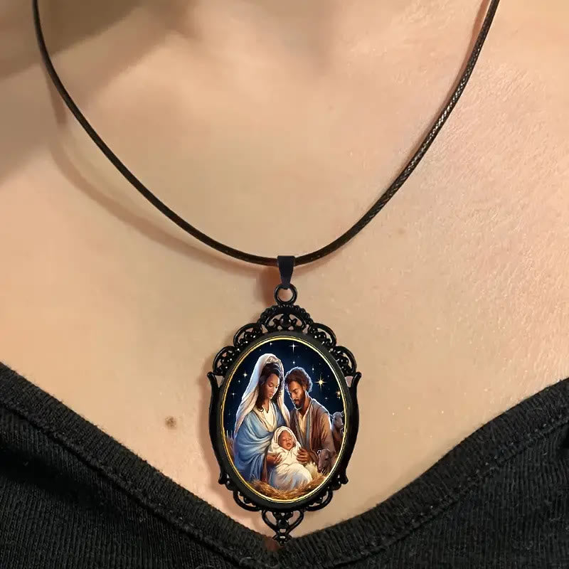 Collar de aleación de Natividad con borde vintage negro estilo gótico