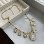 Collar con cadena y colgante de San Benito estilo retro, 6 unidades