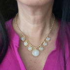 Collar con cadena y colgante de San Benito estilo retro, 6 unidades