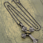 Collar con colgante de cruz de plata de ley 925 estilo retro de metal pesado
