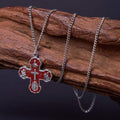 Collar con colgante de aleación de cruz de cuatro vías cinco en uno carmelita de estilo clásico