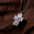 Collar de aleación con colgante de cruz de Jesús, María y José de estilo clásico