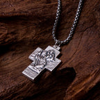 Collar de aleación con colgante de cruz de Jesús, María y José de estilo clásico