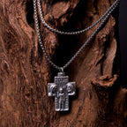 Collar de aleación con colgante de cruz de Jesús, María y José de estilo clásico