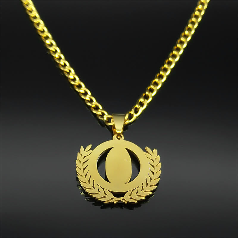 Collar con colgante de rama de olivo de estilo clásico con pedrería de Nuestra Señora de Guadalupe