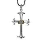 Collar con colgante de cadena de perlas cuadradas, diseño de moda, estilo sobrio, cruz de ojo de Dios