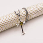 Collar con colgante de cadena de perlas cuadradas, diseño de moda, estilo sobrio, cruz de ojo de Dios