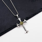 Collar con colgante de cadena de perlas cuadradas, diseño de moda, estilo sobrio, cruz de ojo de Dios