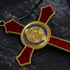Collar con colgante grande de crucifijo artesanal rojo/azul estilo clásico (5 colores)