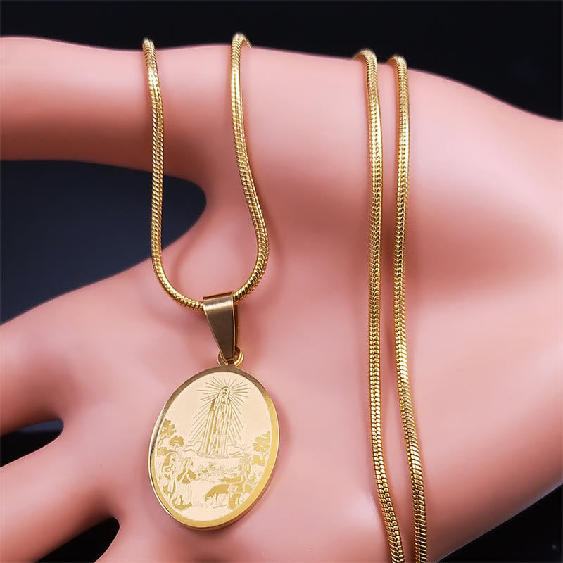Collar Bendición Colgante Nuestra Señora de Fátima Estilo Clásico
