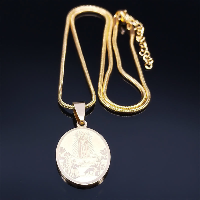 Collar Bendición Colgante Nuestra Señora de Fátima Estilo Clásico