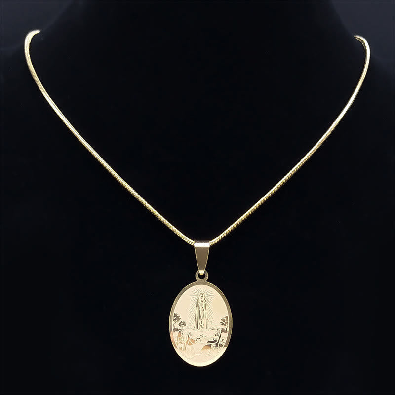 Collar Bendición Colgante Nuestra Señora de Fátima Estilo Clásico