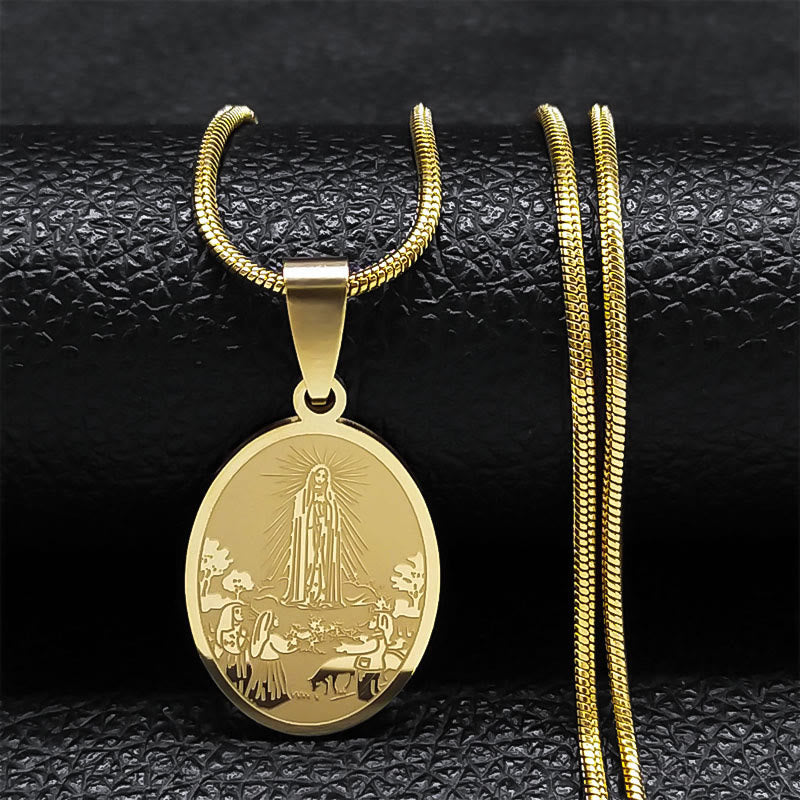Collar Bendición Colgante Nuestra Señora de Fátima Estilo Clásico