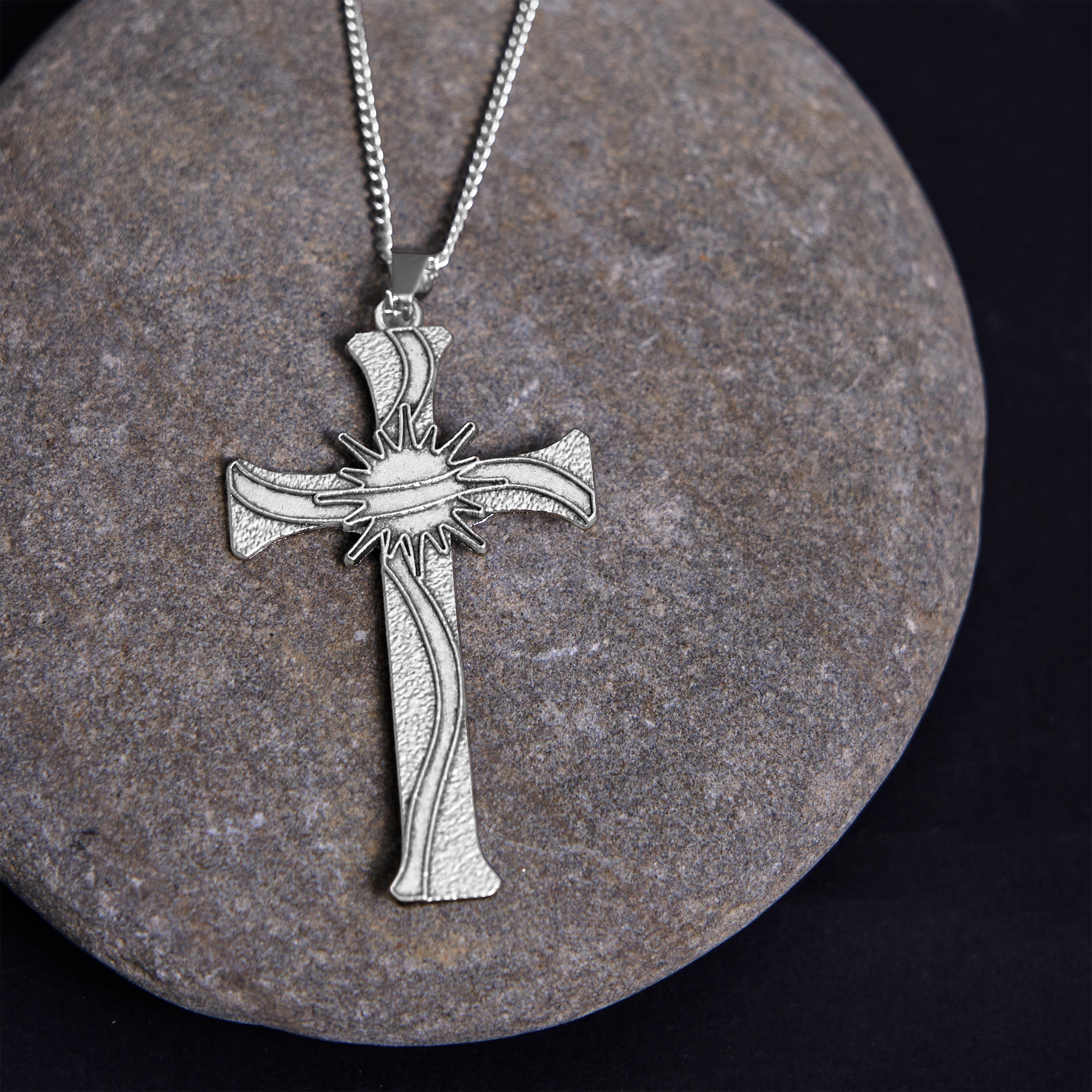 Collar con colgante de aleación con cruz de Jesús estilo retro clásico