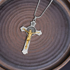Classic Style St. Benedict Icon Jesus Crucifix Alloy Pendant Necklace