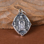 Collar con Colgante de Plata Esterlina de la Virgen de Guadalupe Estilo Retro Artesanal