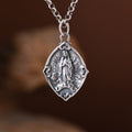 Collar con Colgante de Plata Esterlina de la Virgen de Guadalupe Estilo Retro Artesanal