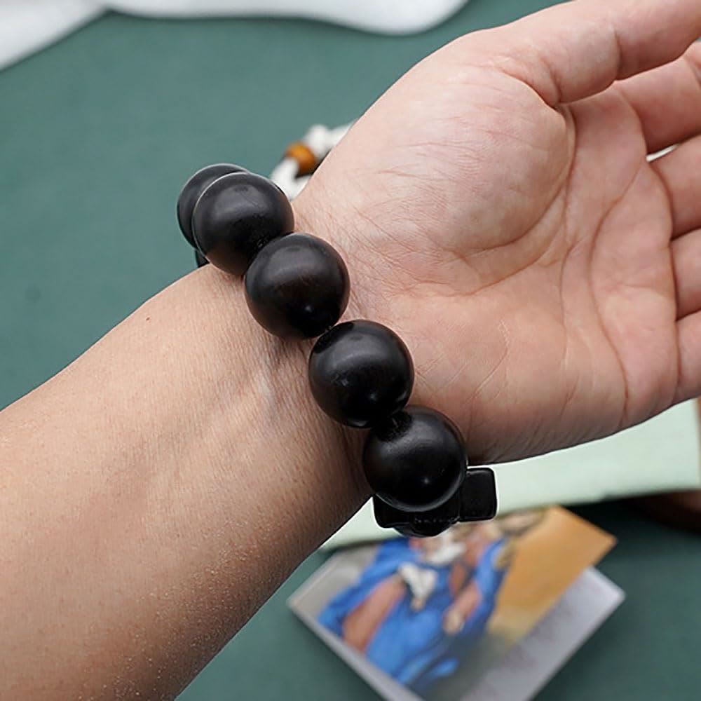 Pulsera de rosario de sándalo negro con cruz clásica de Jesucristo