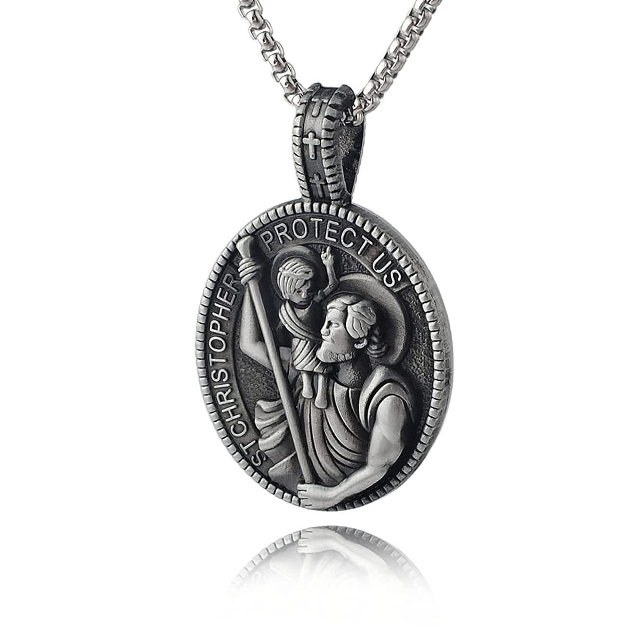 Collar con Colgante de San Cristóbal Protégenos, Estilo Clásico Artesanal