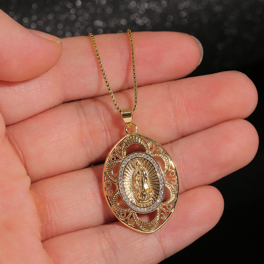 Estilo Moderno Collar Ovalado de Nuestra Señora de Guadalupe Fe Sagrada