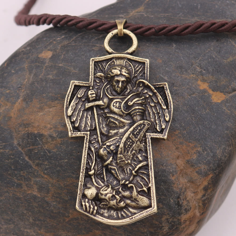 Medalla de San Miguel Arcángel Protégenos Collar con Colgante de Titanio