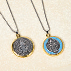 Collar con colgante de exorcismo de fe de San Benito, estilo retro, 2 colores