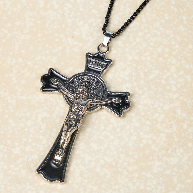 Collar con colgante de protección divina de crucifijo multicolor estilo clásico (6 colores)